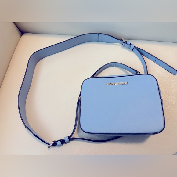 MICHAEL KORS LEATHER CROSSBODY with handle in PALE BLUE - Picture 1 of 3